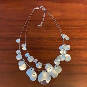 Silver double necklace